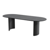 79" Black Solid Wood Double Pedestal Base Oval Dining Table