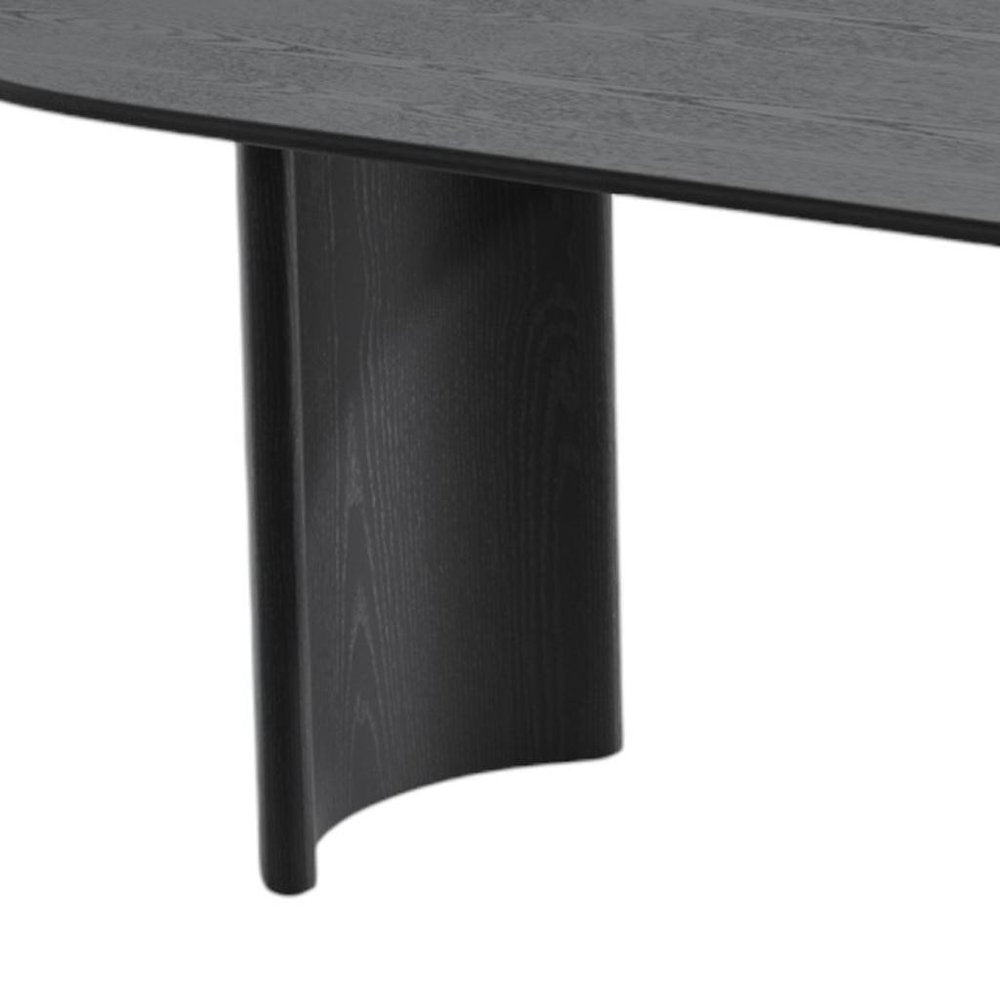 79" Black Solid Wood Mirrored Double Pedestal Base Oval Dining Table