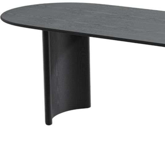 79" Black Solid Wood Double Pedestal Base Oval Dining Table