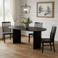 79" Black Solid Wood Mirrored Double Pedestal Base Oval Dining Table
