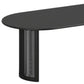 79" Black Solid Wood Double And Rattan Pedestal Base Oval Dining Table