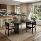 79" Black Solid Wood Double And Rattan Pedestal Base Oval Dining Table