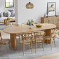 79" Natural Solid Wood Mirrored Double Pedestal Base Oval Dining Table