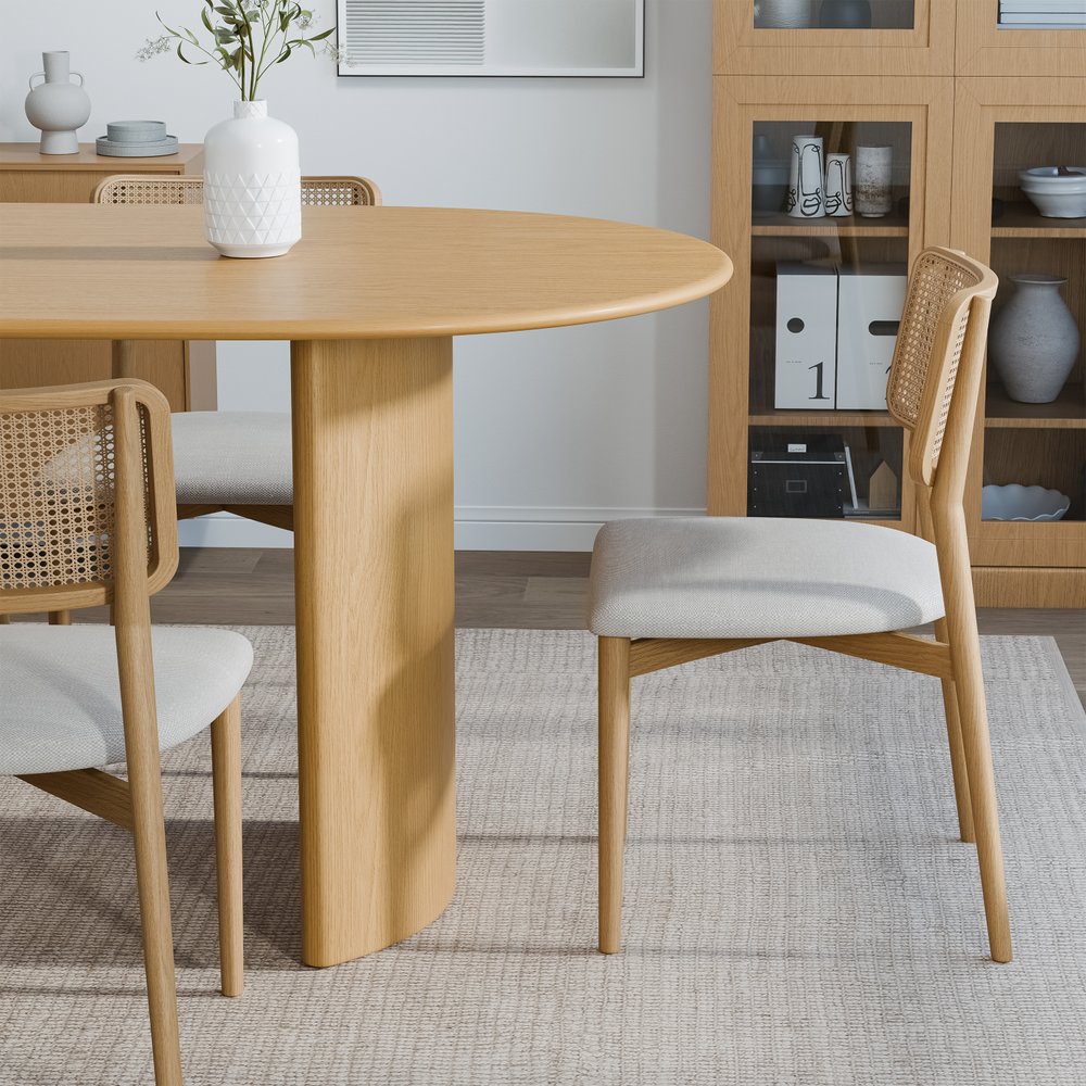 79" Natural Solid Wood Mirrored Double Pedestal Base Oval Dining Table