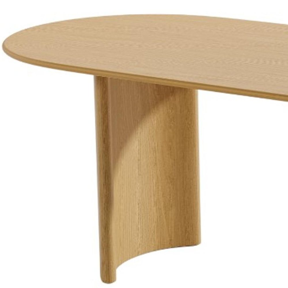 79" Natural Solid Wood Mirrored Double Pedestal Base Oval Dining Table