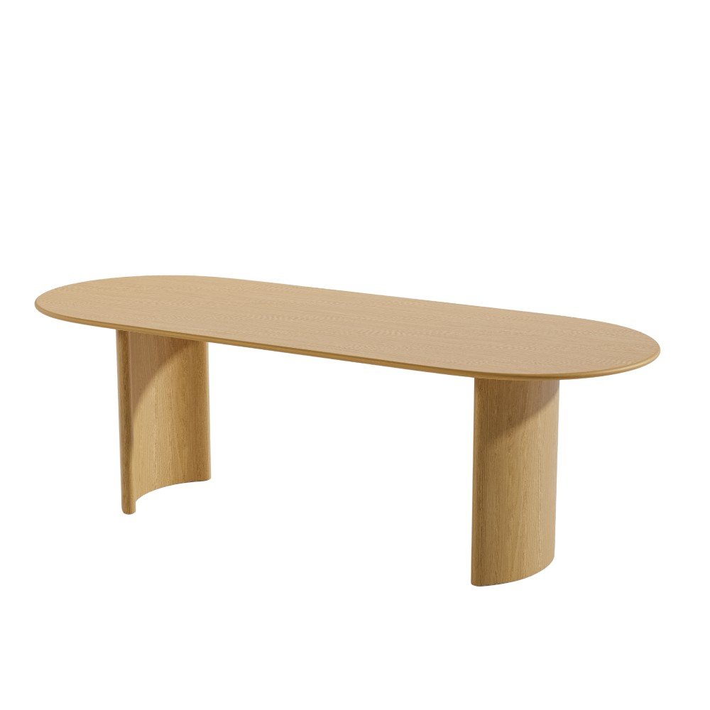 79" Natural Solid Wood Double Pedestal Base Oval Dining Table