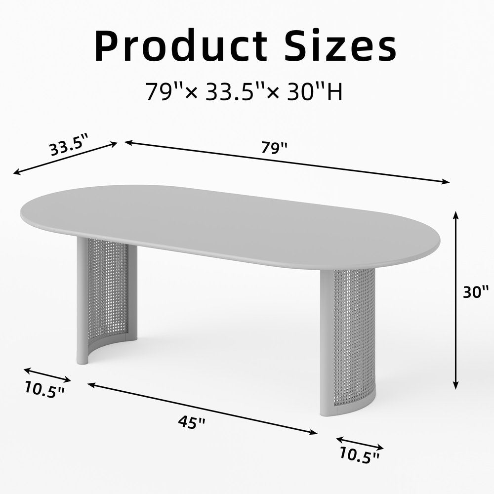 79" Natural Solid Wood Mirrored Double Pedestal Base Oval Dining Table