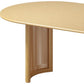 79" Natural Solid Wood Mirrored Double Pedestal Base Oval Dining Table