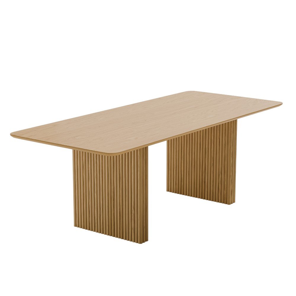 79" Natural Solid Wood Double Pedestal Base Dining Table
