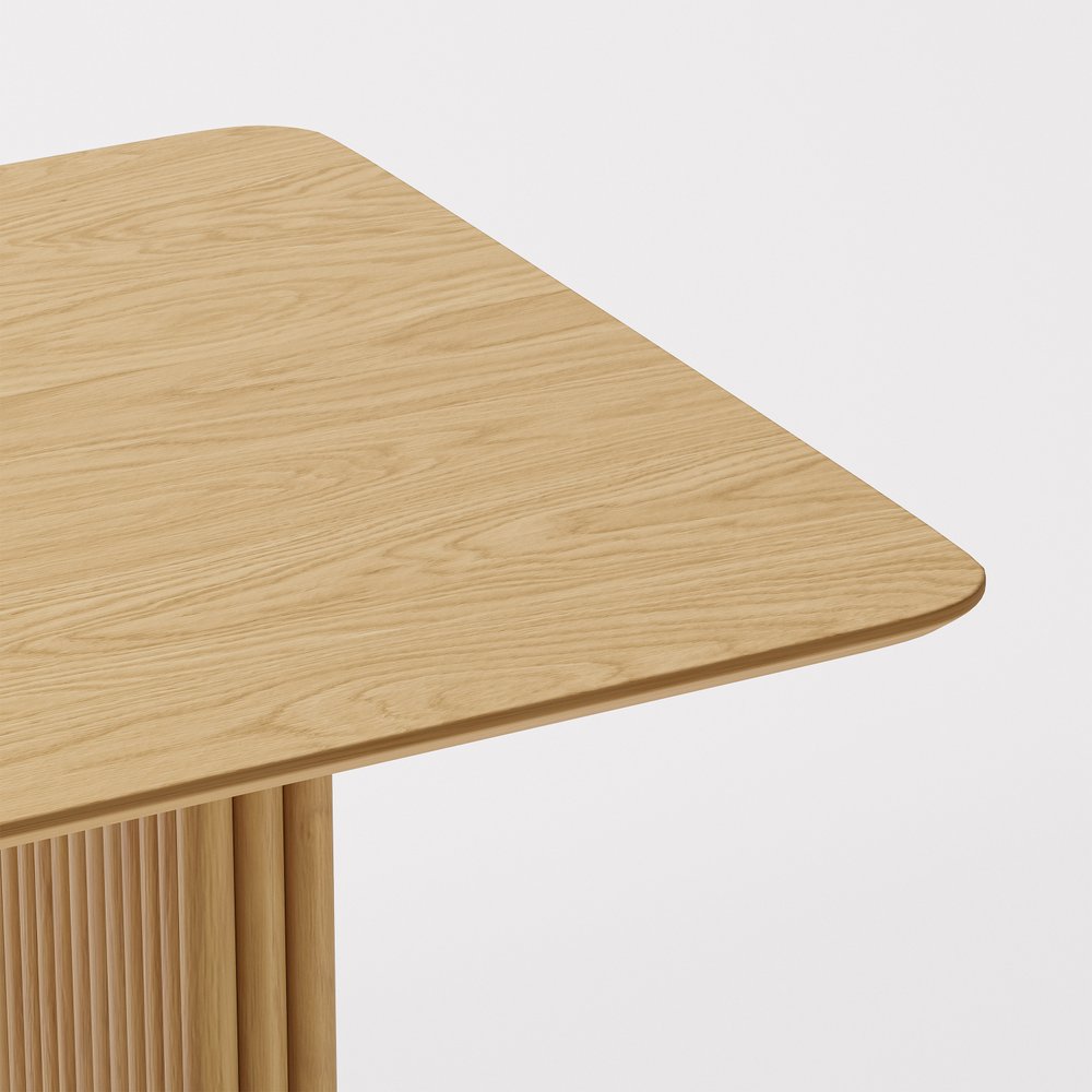 79" Natural Solid Wood Mirrored Double Pedestal Base Dining Table