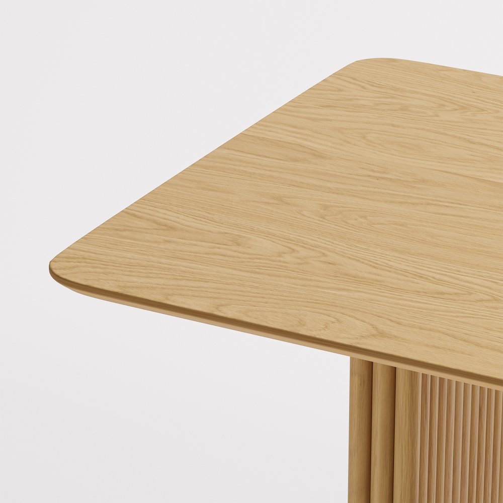 79" Natural Solid Wood Mirrored Double Pedestal Base Dining Table