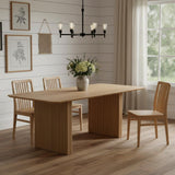 79" Natural Solid Wood Mirrored Double Pedestal Base Dining Table