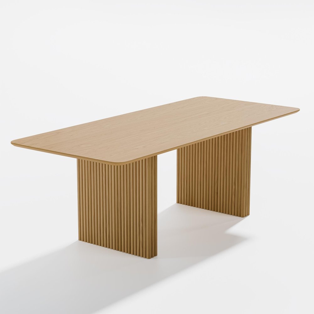 79" Natural Solid Wood Double Pedestal Base Dining Table