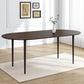 67" Walnut Solid Wood Mirrored Double Pedestal Base Oval Dining Table