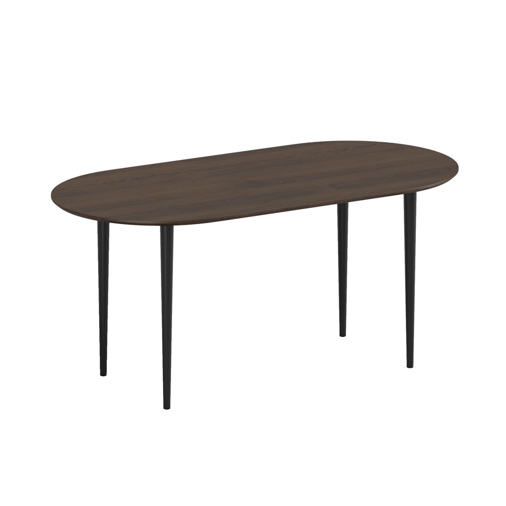 67" Walnut Solid Wood Mirrored Double Pedestal Base Oval Dining Table