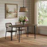 67" Walnut Solid Wood Mirrored Double Pedestal Base Oval Dining Table