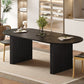 79" Black Solid Wood Mirrored Double Pedestal Base Oval Dining Table