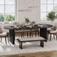 79" Black Solid Wood Mirrored Double Pedestal Base Oval Dining Table