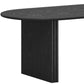 79" Black Solid Wood Mirrored Double Pedestal Base Oval Dining Table