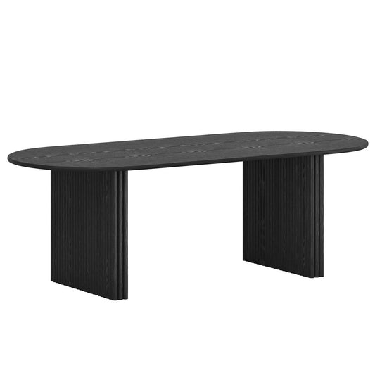79" Black Solid Wood Double Pedestal Base Oval Dining Table