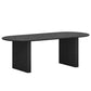79" Black Solid Wood Mirrored Double Pedestal Base Oval Dining Table