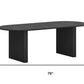 79" Black Solid Wood Mirrored Double Pedestal Base Oval Dining Table