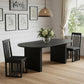 79" Black Solid Wood Mirrored Double Pedestal Base Oval Dining Table