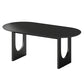 79" Black Solid Wood Geo Double Pedestal Base Oval Dining Table