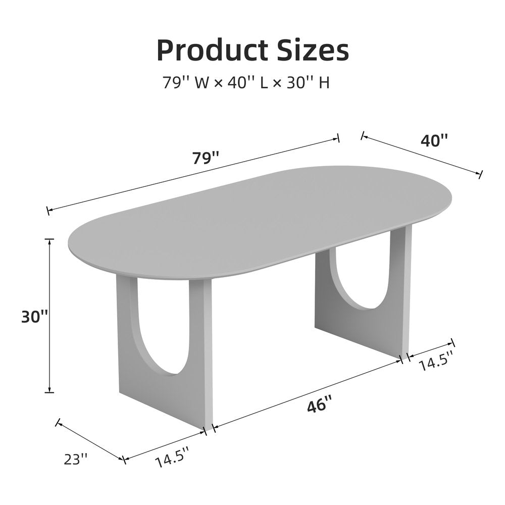 79" Black Solid Wood Mirrored Double Pedestal Base Oval Dining Table