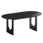 79" Black Solid Wood Mirrored Double Pedestal Base Oval Dining Table