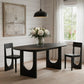 79" Black Solid Wood Mirrored Double Pedestal Base Oval Dining Table