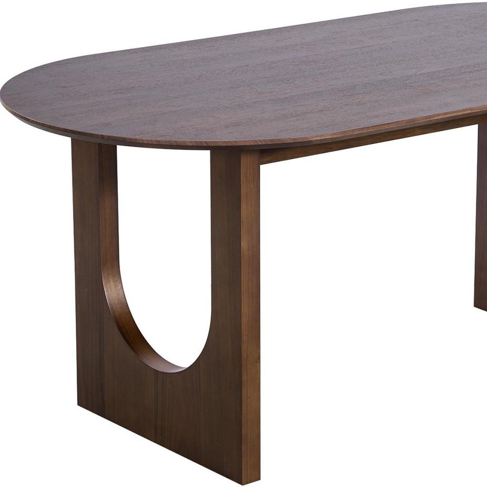 79" Walnut Solid Wood Geo Double Pedestal Base Oval Dining Table