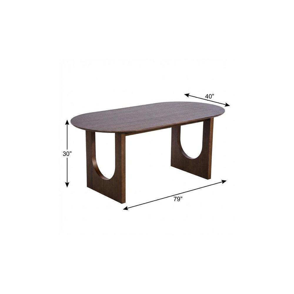 79" Walnut Solid Wood Geo Double Pedestal Base Oval Dining Table