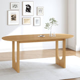 79" Natural Solid Wood Mirrored Double Pedestal Base Oval Dining Table