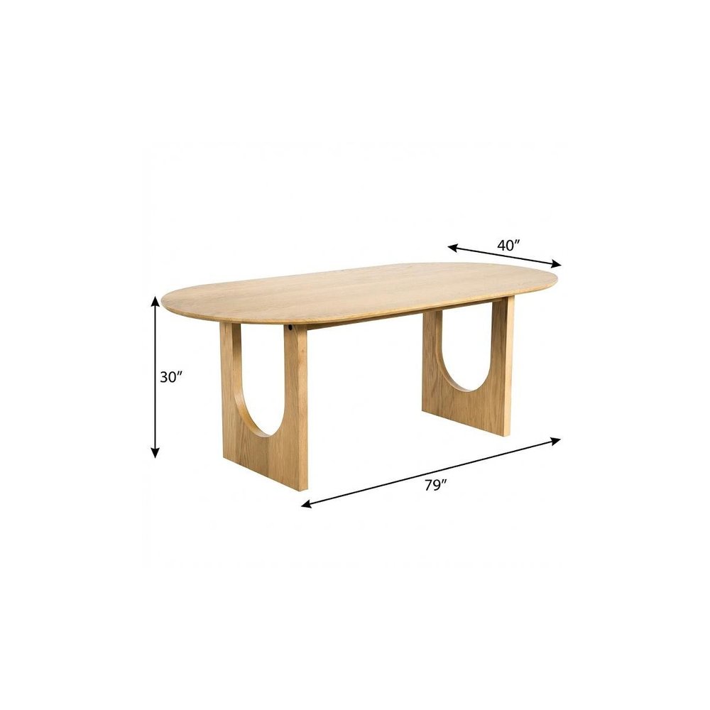 79" Natural Solid Wood Double Pedestal Base Oval Dining Table