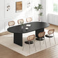79" Black Solid Wood Mirrored Double Pedestal Base Oval Dining Table
