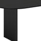 79" Black Solid Wood Mirrored Double Pedestal Base Oval Dining Table