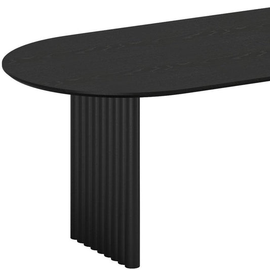 79" Black Solid Wood Double Pedestal Base Oval Dining Table