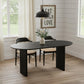 79" Black Solid Wood Mirrored Double Pedestal Base Oval Dining Table
