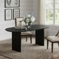 79" Black Solid Wood Double Pedestal Base Oval Dining Table
