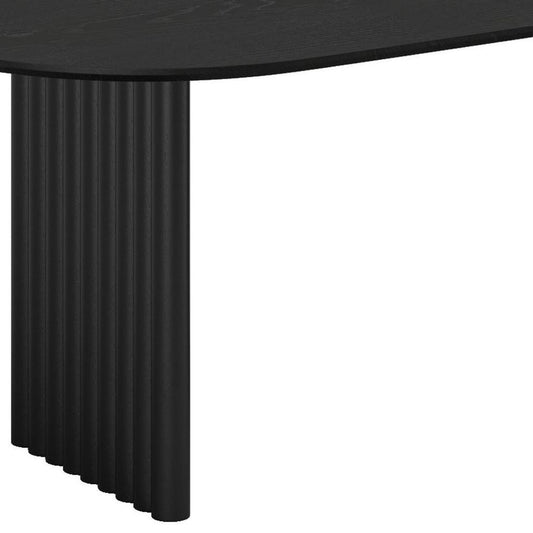 79" Walnut Solid Wood Mirrored Double Pedestal Base Oval Dining Table