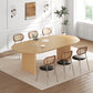79" Natural Solid Wood Mirrored Double Pedestal Base Oval Dining Table