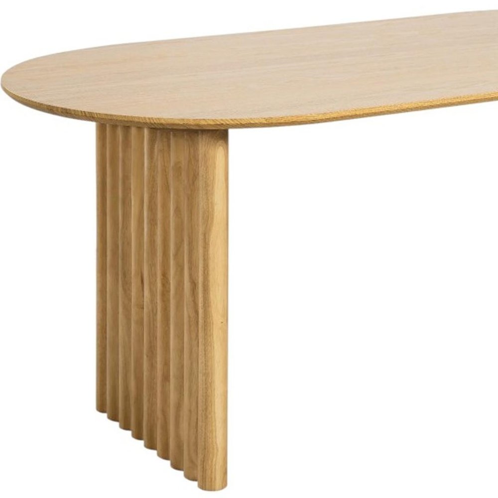 79" Natural Solid Wood Mirrored Double Pedestal Base Oval Dining Table