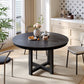 45" Black Solid Wood Mirrored Double Pedestal Base Round Top Dining Table