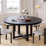 52" Black Solid Wood Round Top Dining Table
