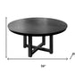 59" Black Solid Wood Mirrored Double Pedestal Base Round Top Dining Table
