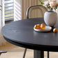 59" Black Solid Wood Mirrored Double Pedestal Base Round Top Dining Table