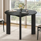 42" Black Solid Wood Mirrored Double Pedestal Base Round Top Dining Table