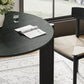 42" Black Solid Wood Mirrored Double Pedestal Base Round Top Dining Table