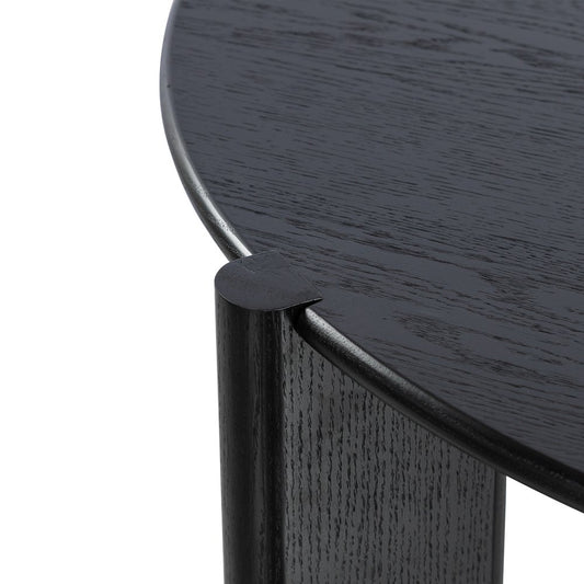 42" Black Solid Wood Three Leg Base Round Top Dining Table